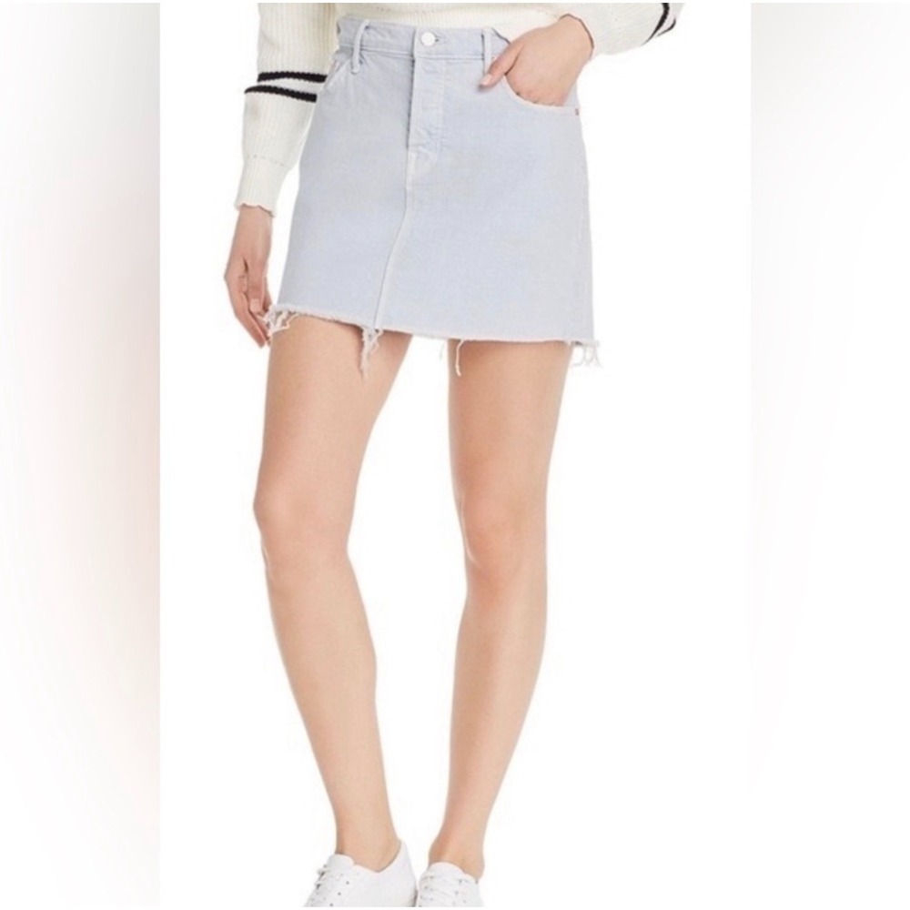 Mother Superior The Vagabond Fray Faded Light Blue Western Denim Mini Skirt 28